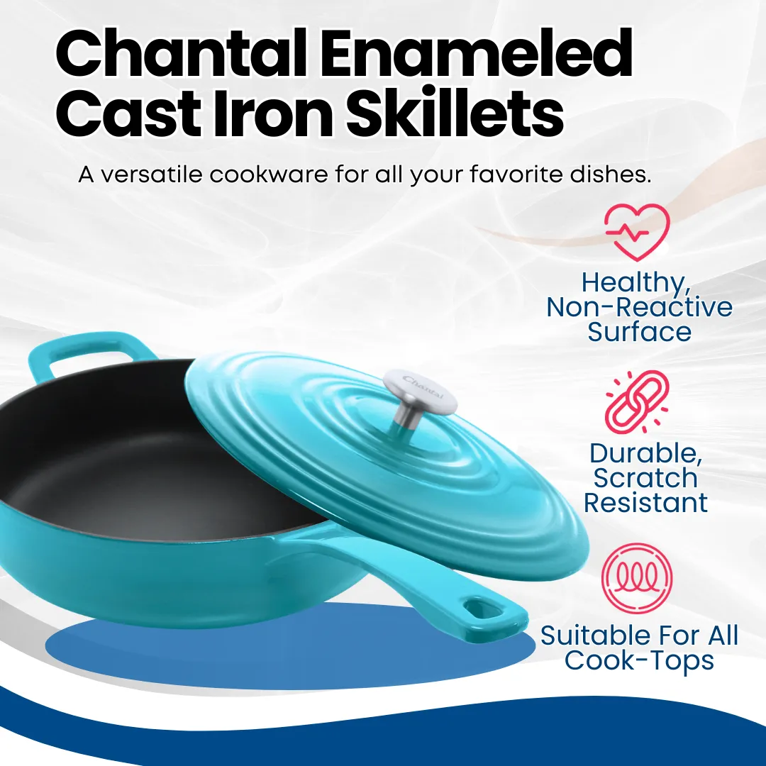 Cast Iron Saute pan Skillet with lid (4 Qt.)