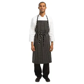 Chef Works Premium Woven Bib Apron Black and White Stripe