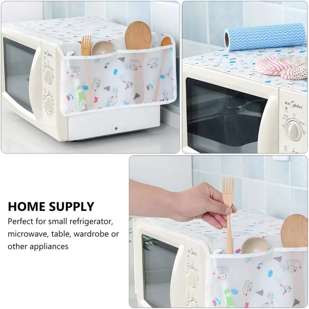 Colorful Pastoral Style Microwave Oven Hood Double Pockets Waterproof Microwave Towel Anti-oil Dust Cover With Storage Bags