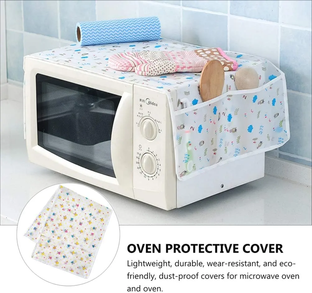 Colorful Pastoral Style Microwave Oven Hood Double Pockets Waterproof Microwave Towel Anti-oil Dust Cover With Storage Bags