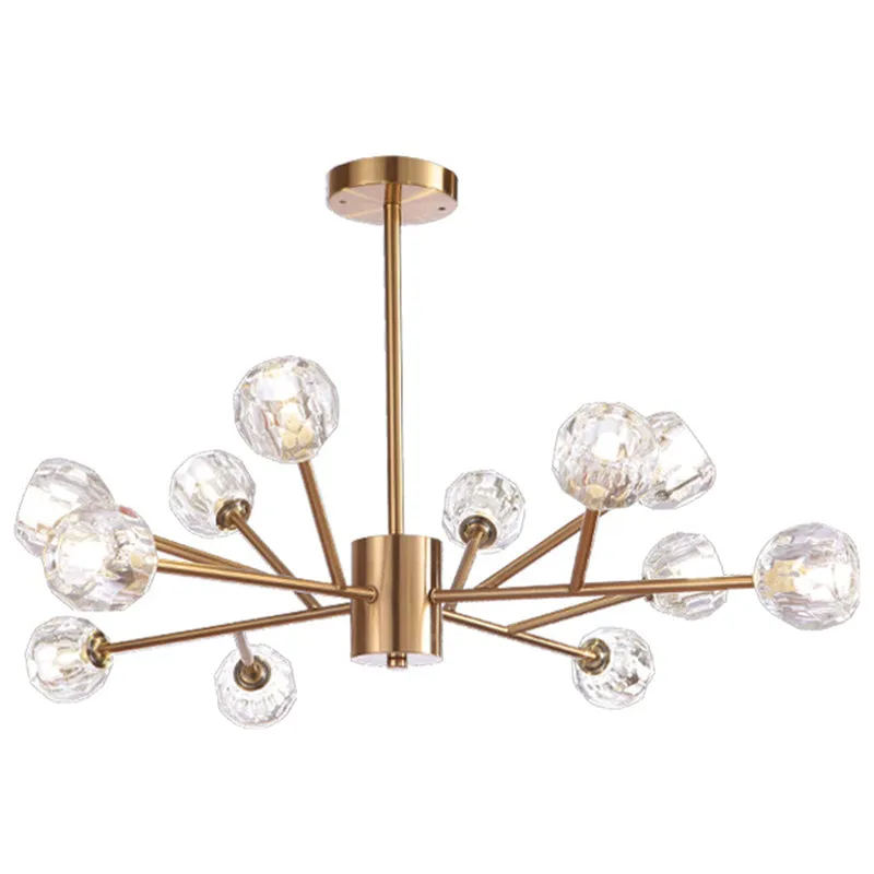 Contemporary Crystal Glass Chandelier - Stylish Spherical Ceiling Lighting for Living Room