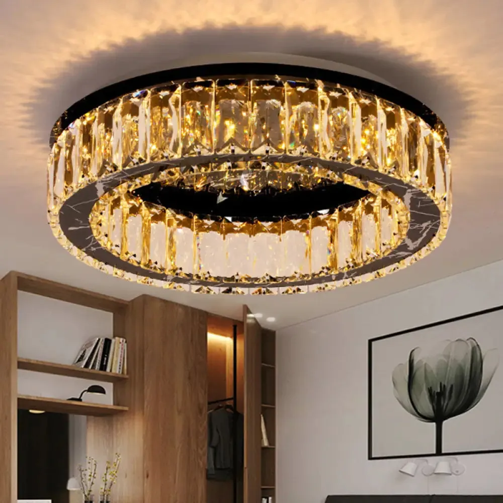 Contemporary Crystal Round Flush Mount Ceiling Light