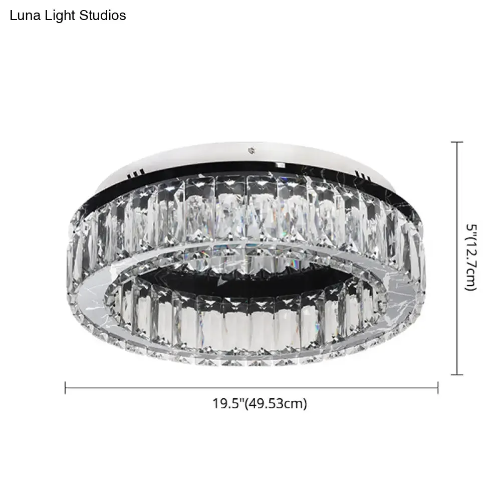 Contemporary Crystal Round Flush Mount Ceiling Light