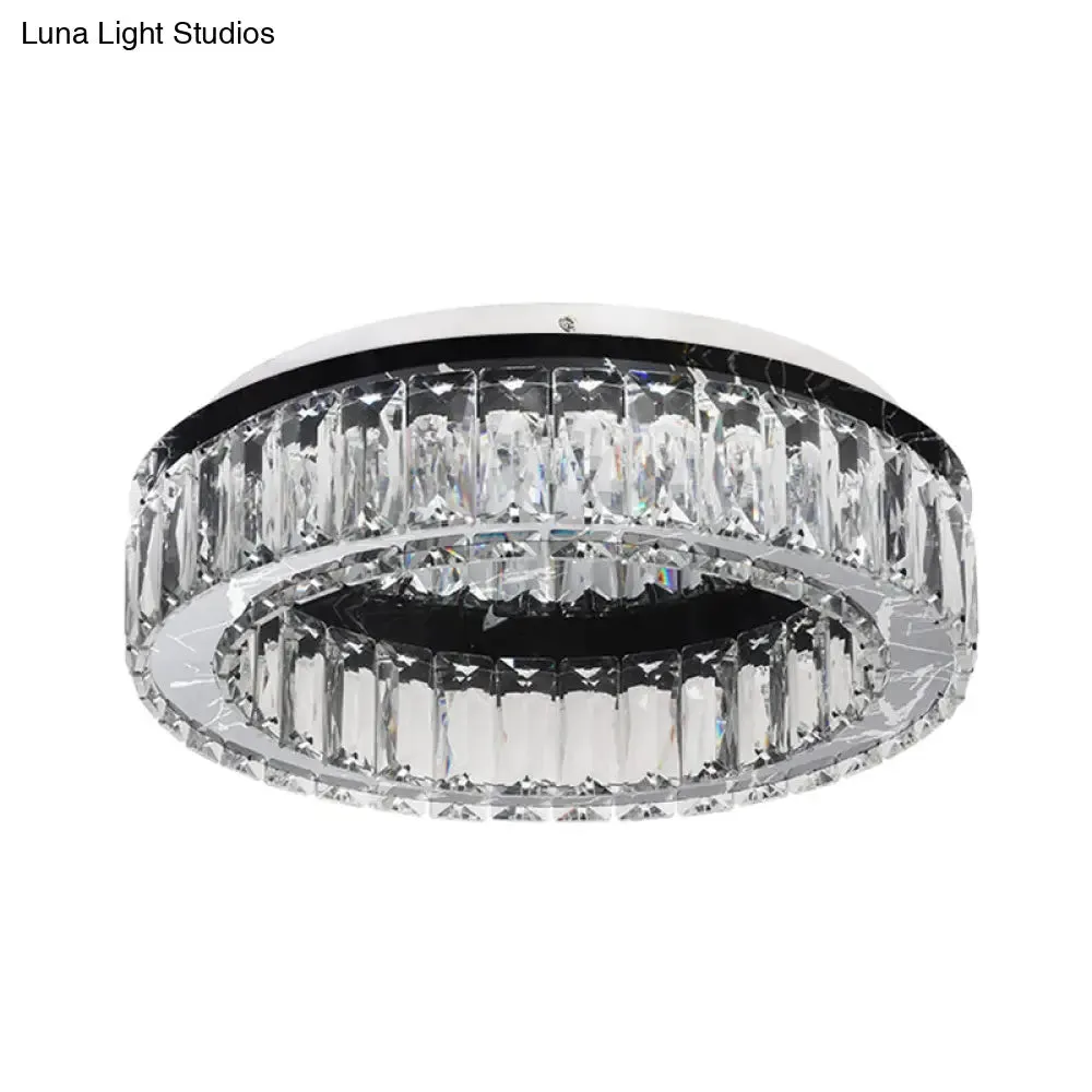 Contemporary Crystal Round Flush Mount Ceiling Light