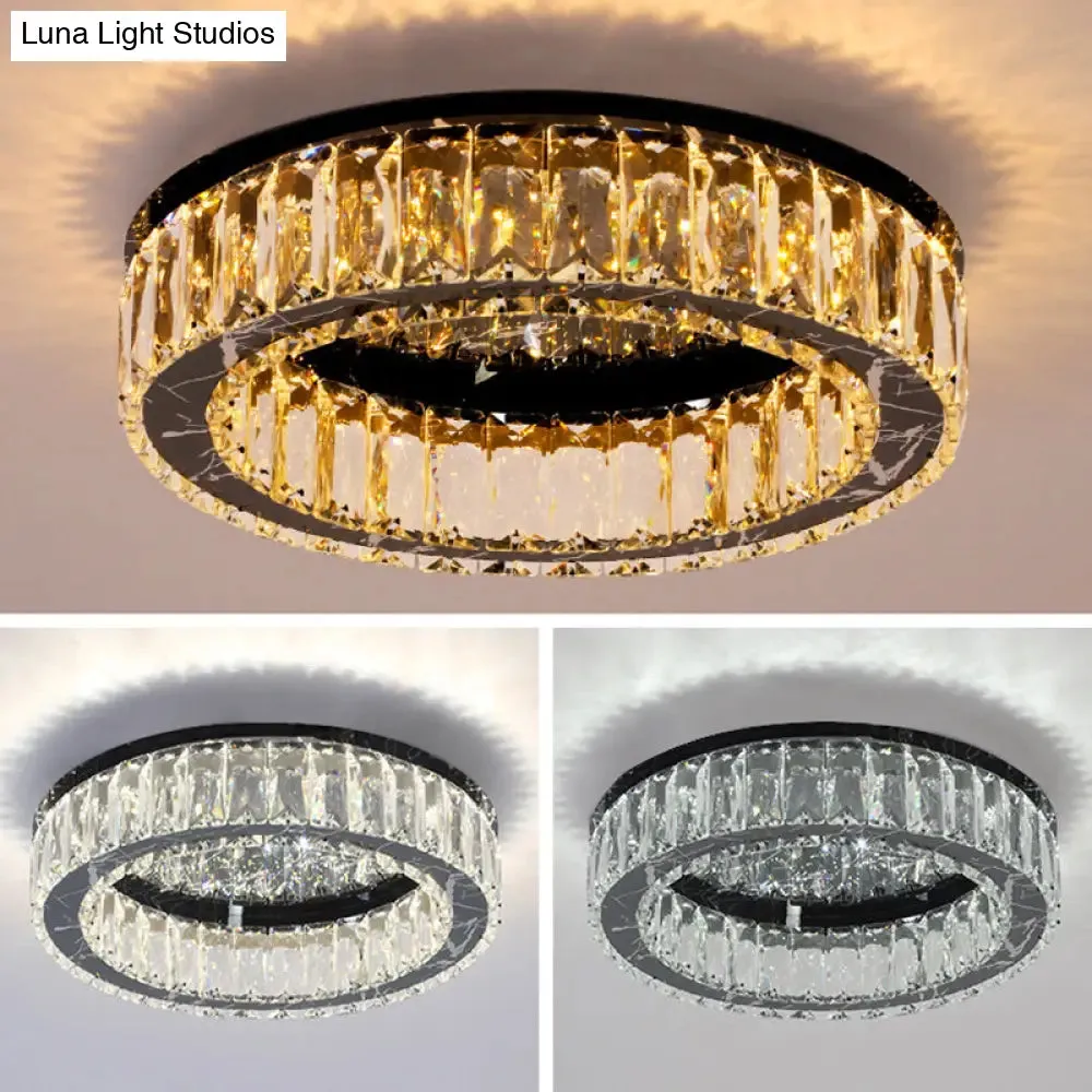 Contemporary Crystal Round Flush Mount Ceiling Light