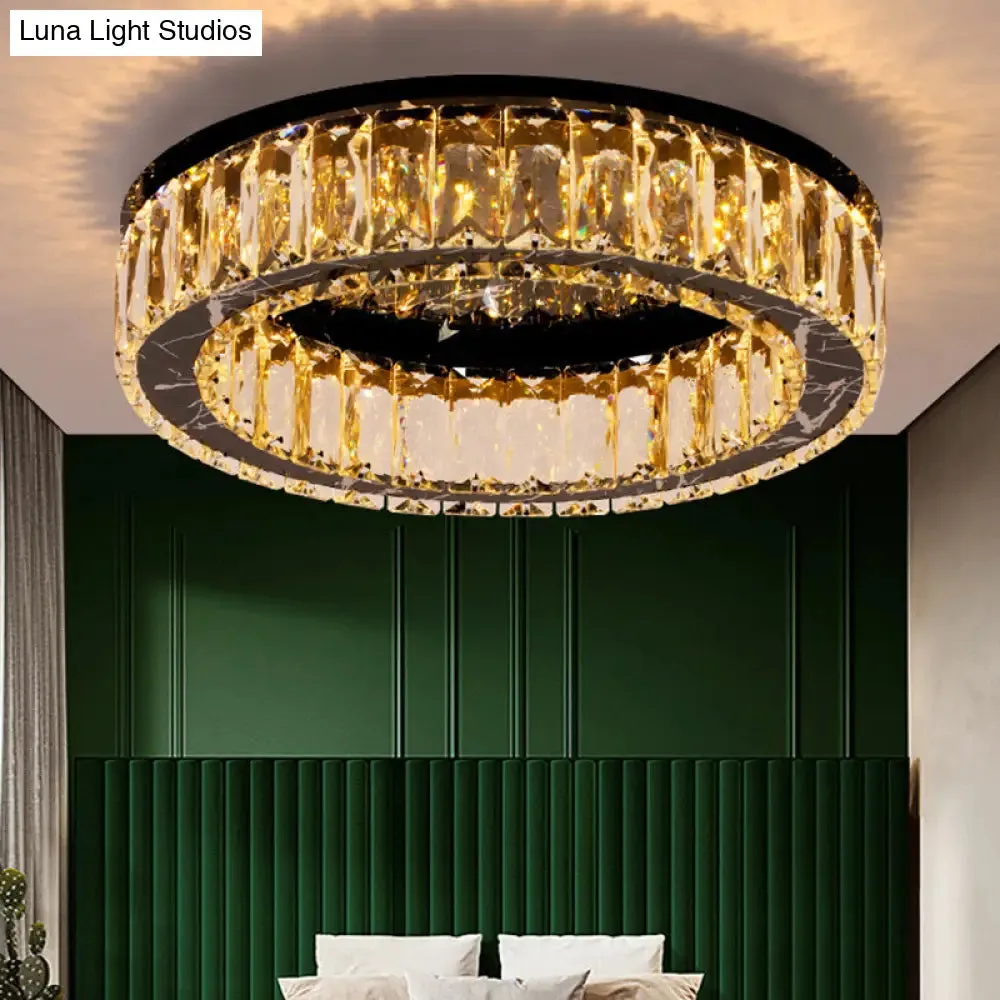 Contemporary Crystal Round Flush Mount Ceiling Light