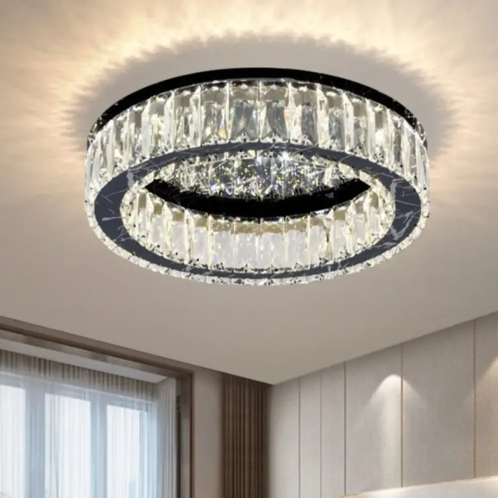 Contemporary Crystal Round Flush Mount Ceiling Light