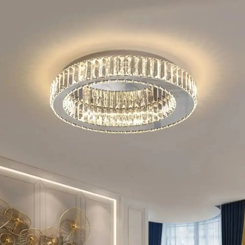 Contemporary Crystal Round Flush Mount Ceiling Light