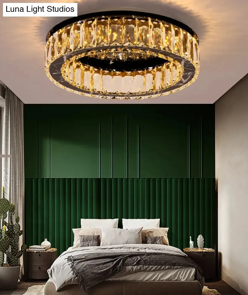 Contemporary Crystal Round Flush Mount Ceiling Light