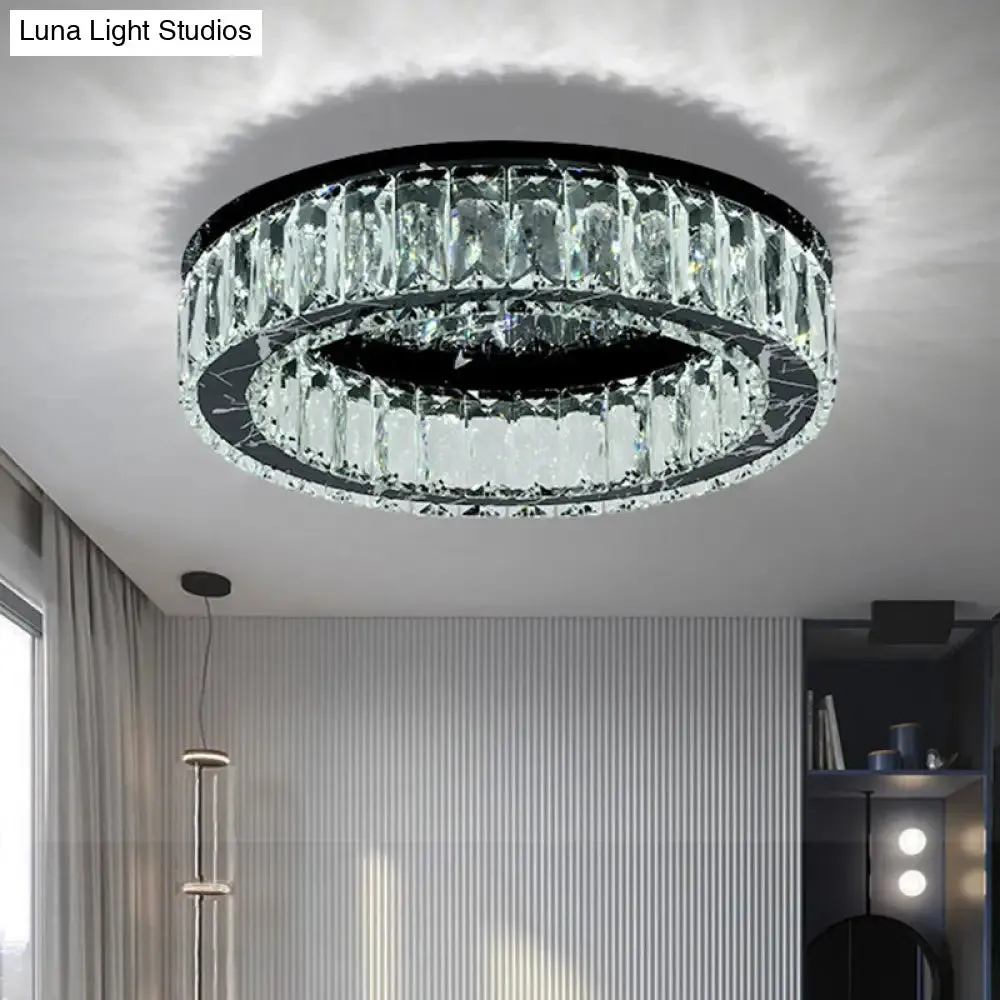 Contemporary Crystal Round Flush Mount Ceiling Light