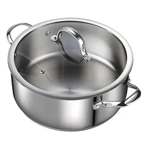 Cooks Standard Classic 02518 7 quart Stainless Steel Dutch Oven Casserole Stockpot with Lid, Large, Silver