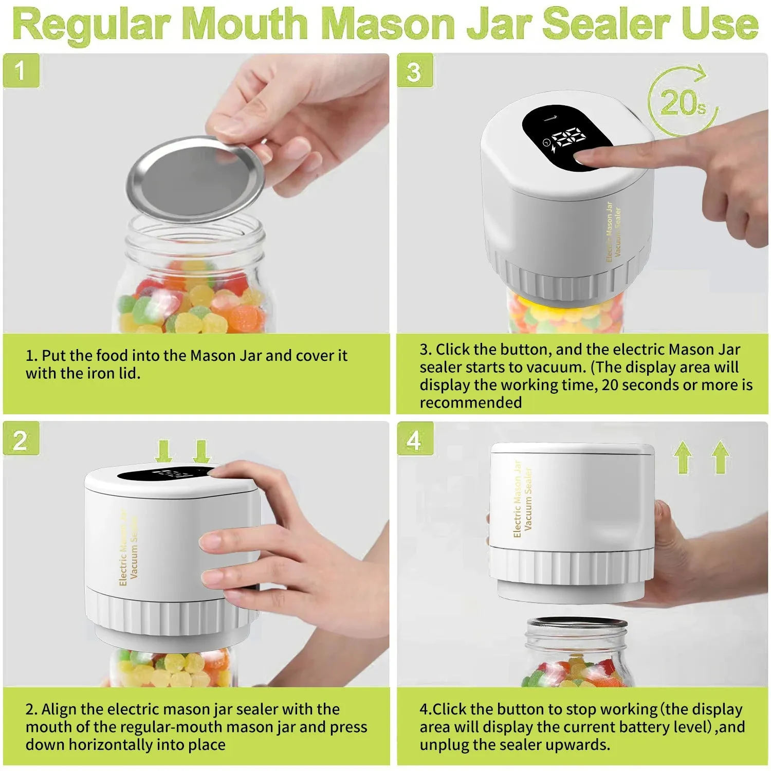 Cordless Electric Mason Jar Vacuum Sealer Kit