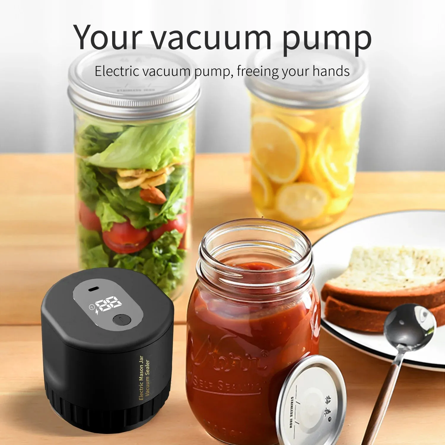 Cordless Electric Mason Jar Vacuum Sealer Kit