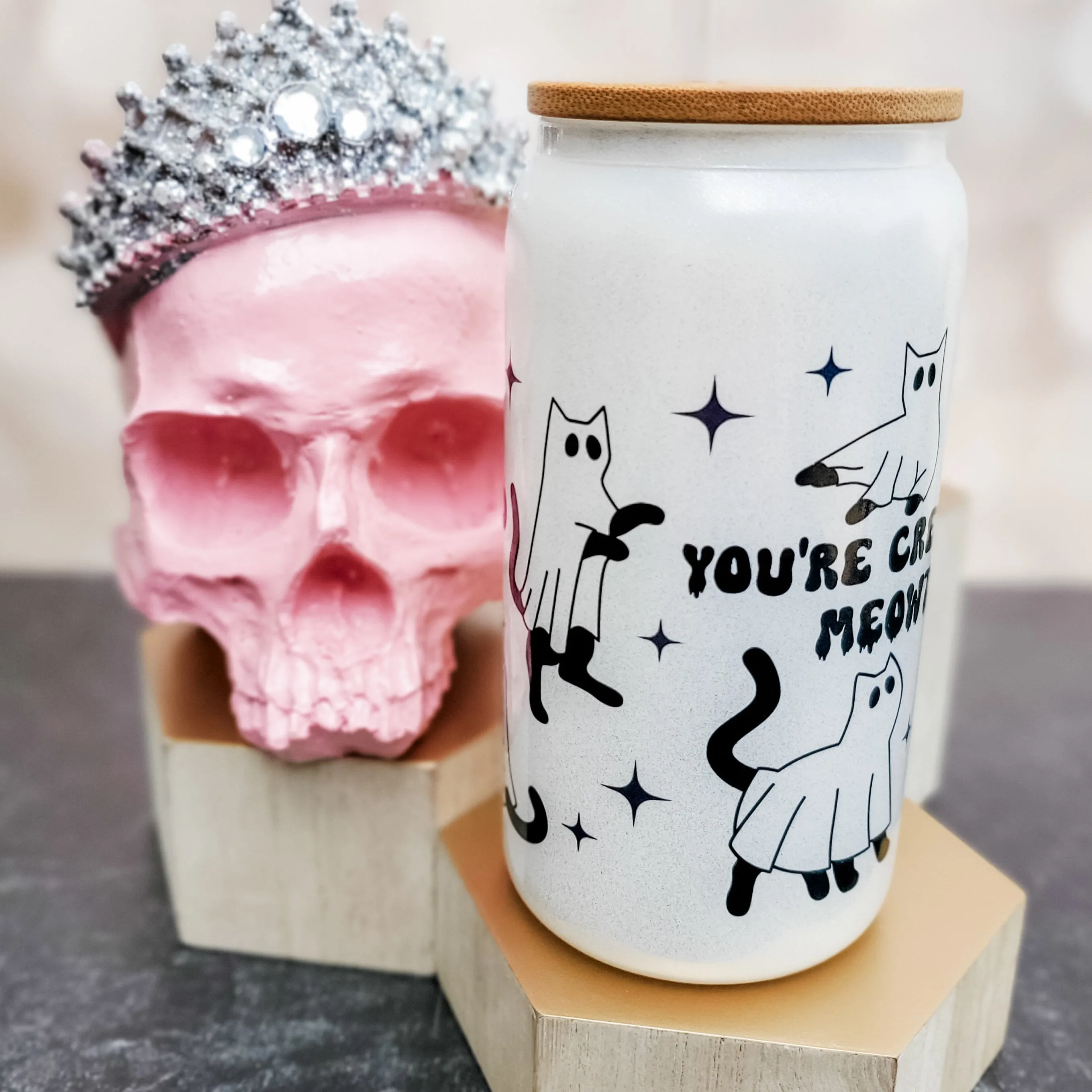 Creepy Ghost Cat Halloween Cup by Salt and Sparkle