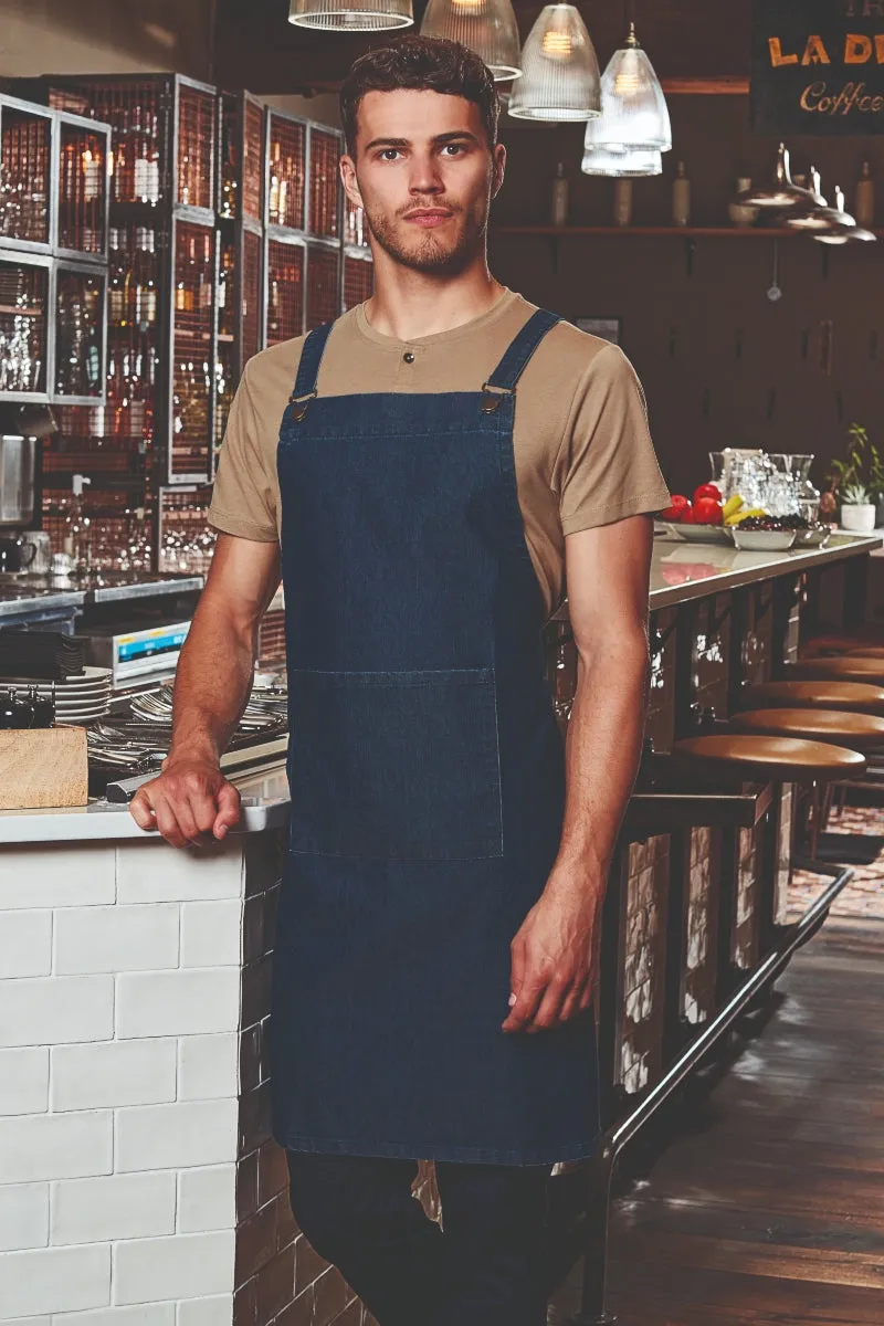 Cross Back 'Barista' Bib Adjustable Apron (1 Pocket w/ Pen Slot)