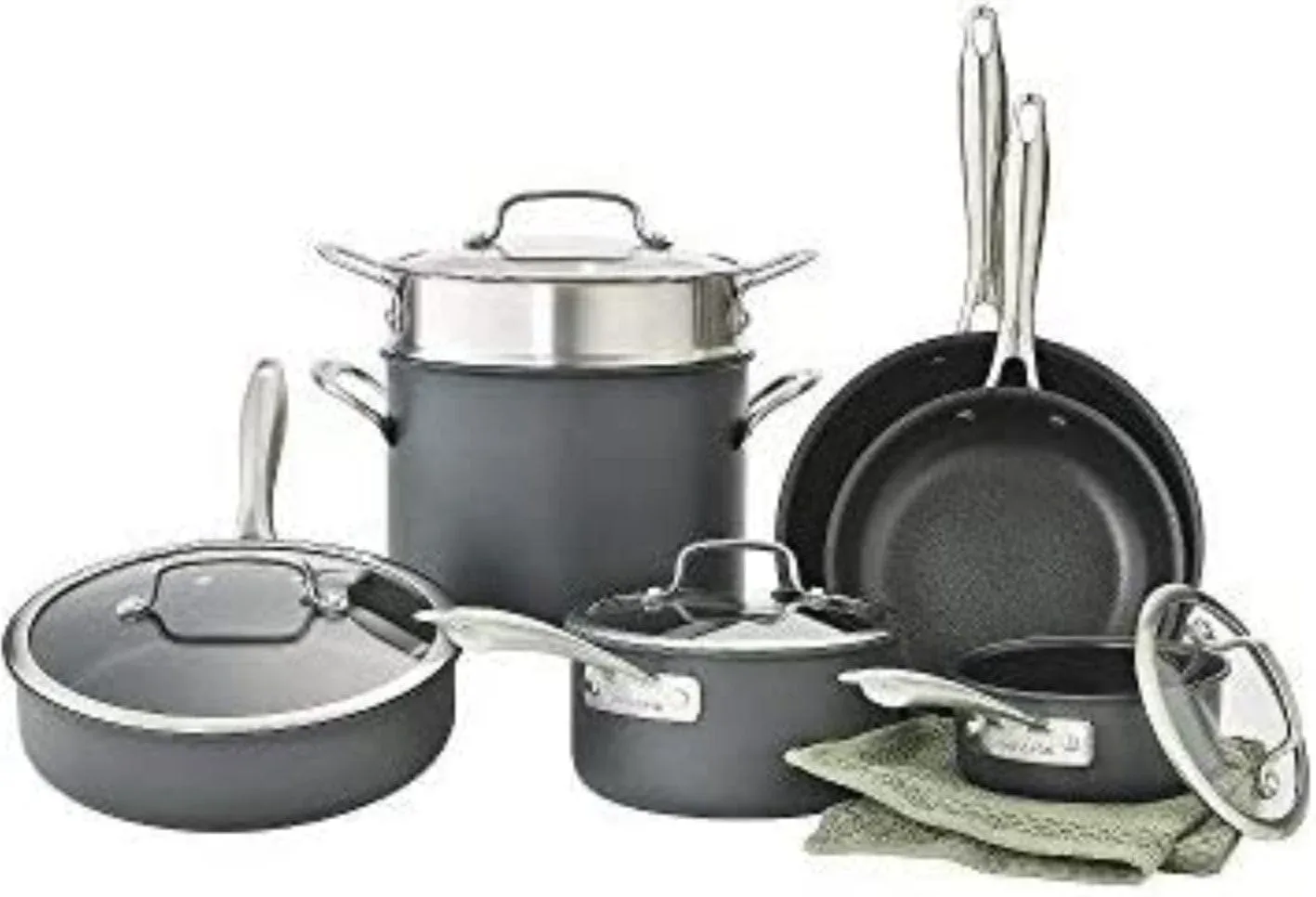 Cuisinart Dishwasher Safe Hard-Anodized 11-Piece Cookware Set, Black