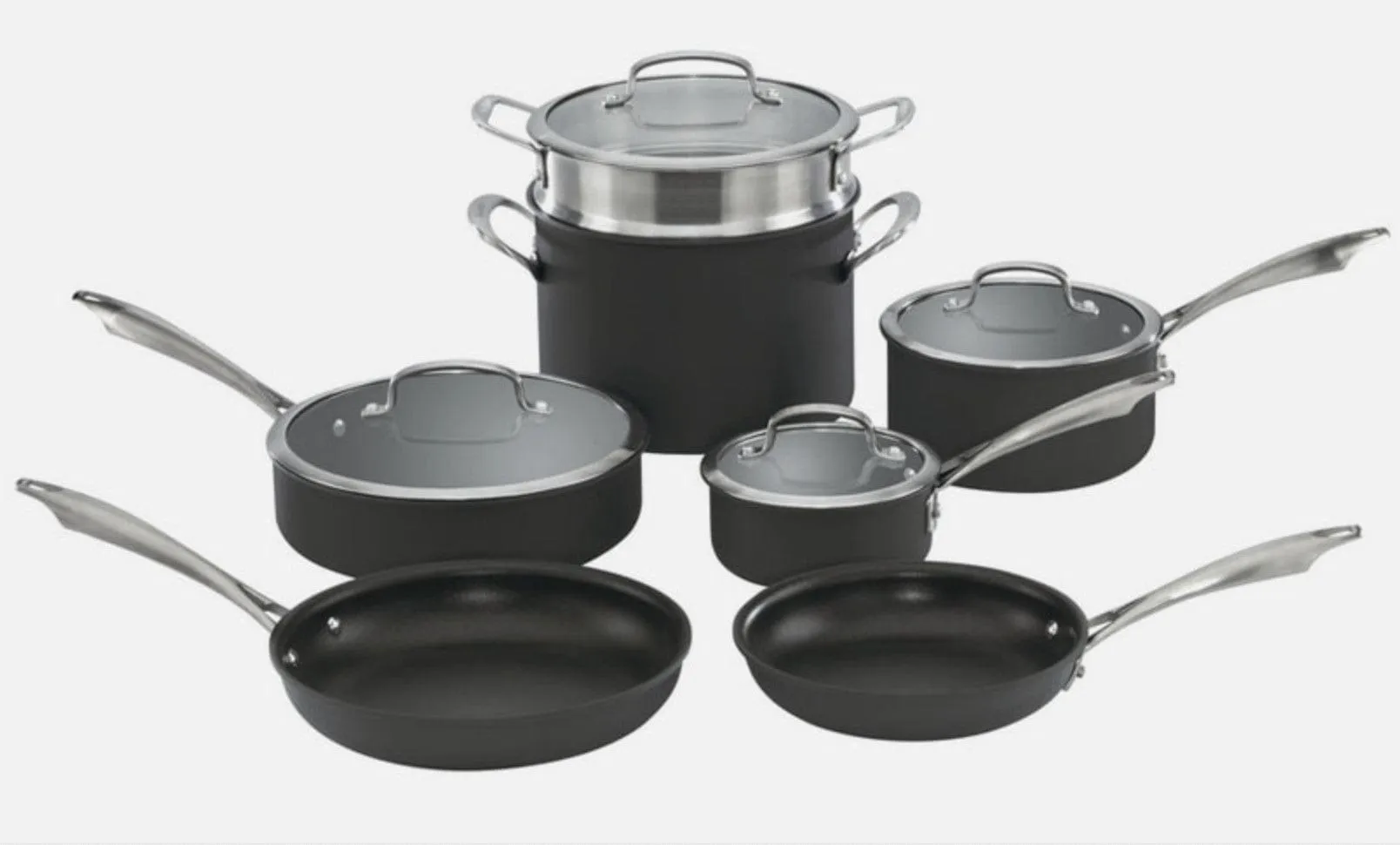 Cuisinart Dishwasher Safe Hard-Anodized 11-Piece Cookware Set, Black