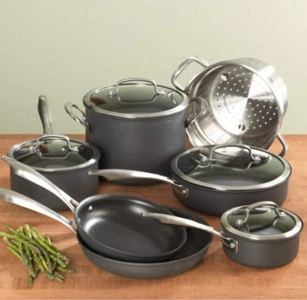 Cuisinart Dishwasher Safe Hard-Anodized 11-Piece Cookware Set, Black