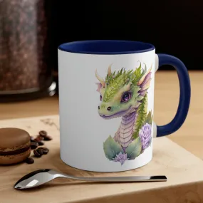 Cute Magic Watercolor Dragon 04 - Accent Coffee Mug, 11oz