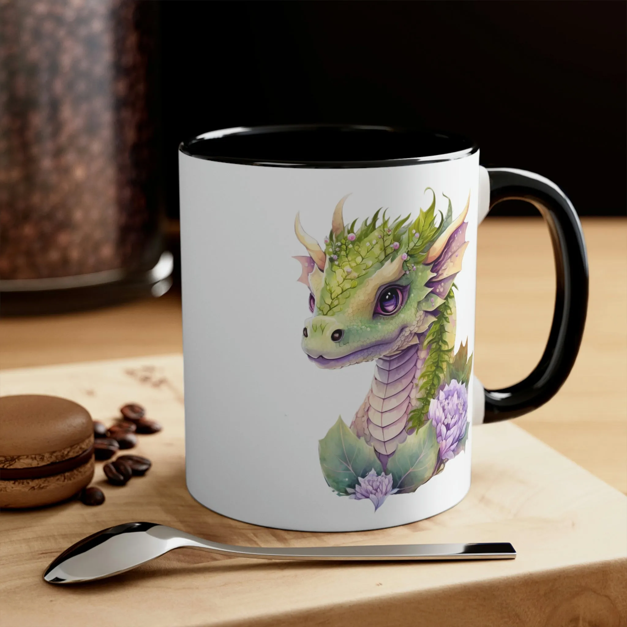 Cute Magic Watercolor Dragon 04 - Accent Coffee Mug, 11oz