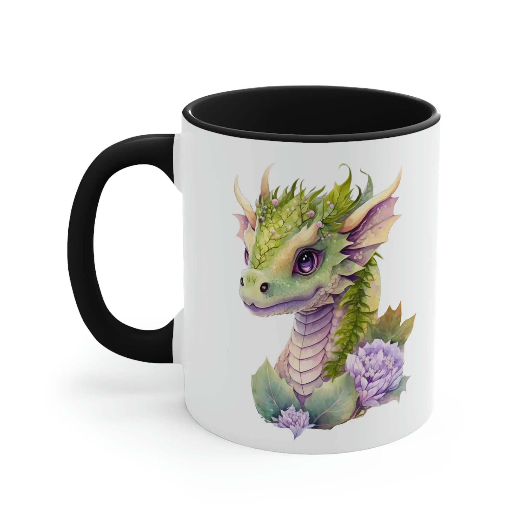 Cute Magic Watercolor Dragon 04 - Accent Coffee Mug, 11oz