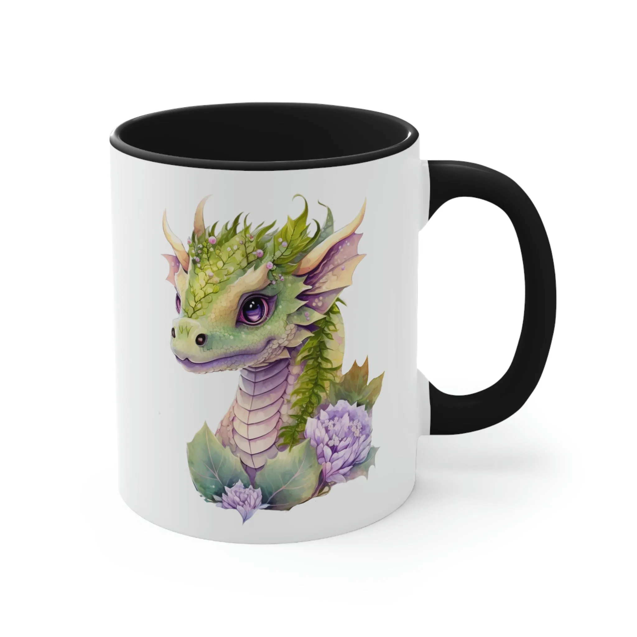 Cute Magic Watercolor Dragon 04 - Accent Coffee Mug, 11oz