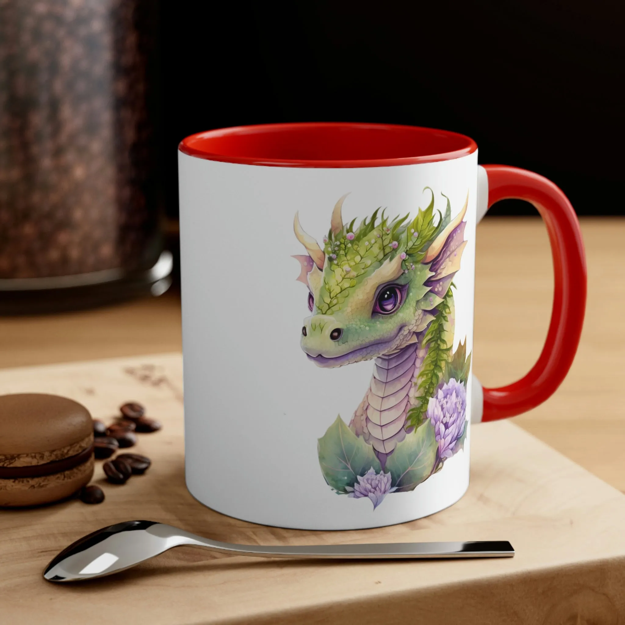 Cute Magic Watercolor Dragon 04 - Accent Coffee Mug, 11oz