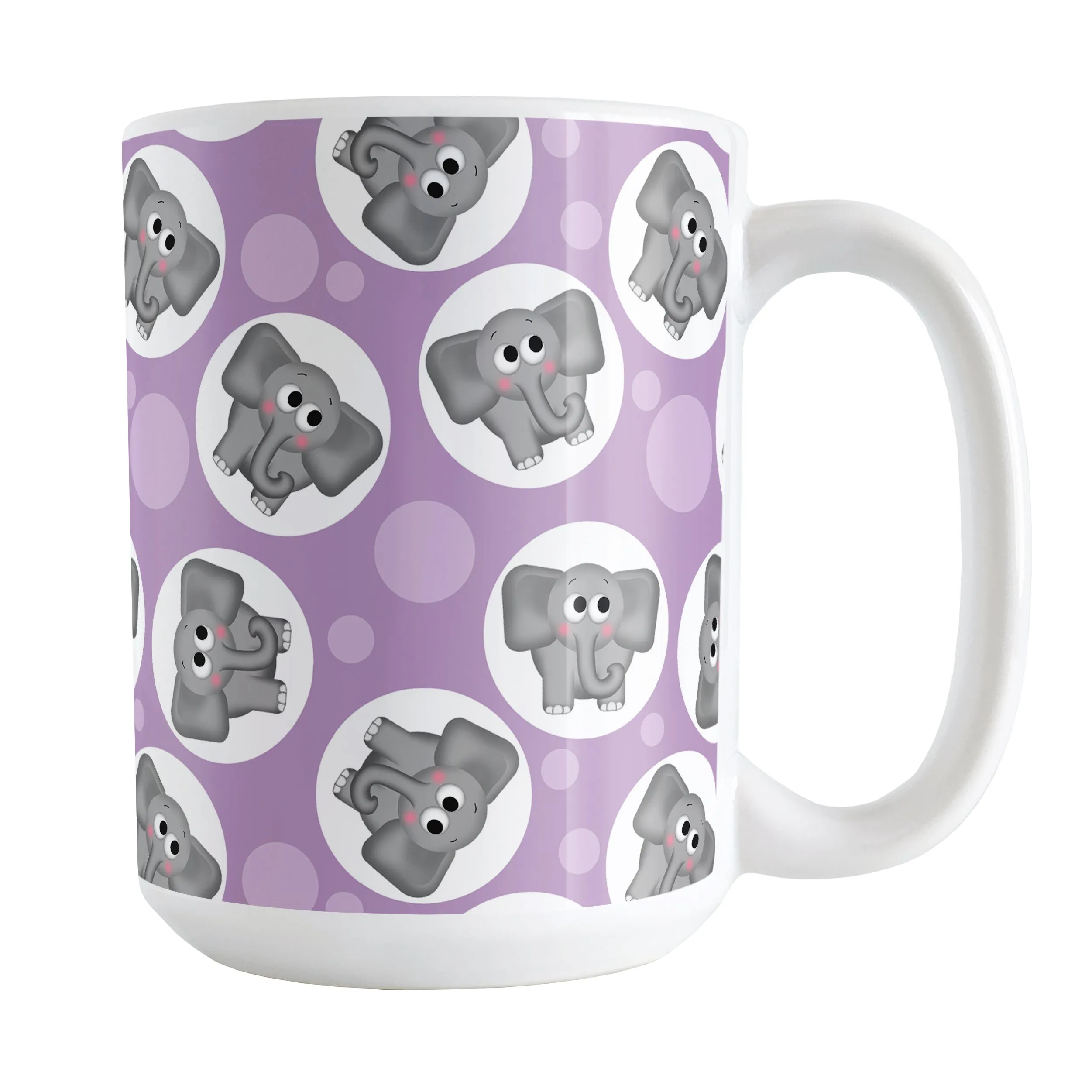 Cute Purple Elephant Pattern Mug