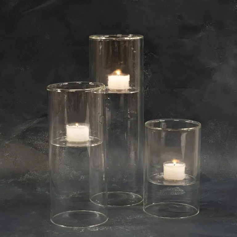 Cylindrical Glass Candle or Tealight Holder