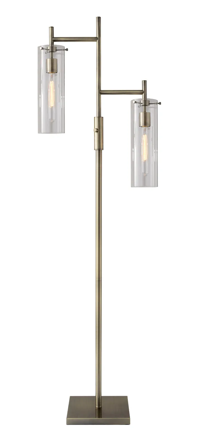 Dalton 2-Light Floor Lamp in Antique Brass