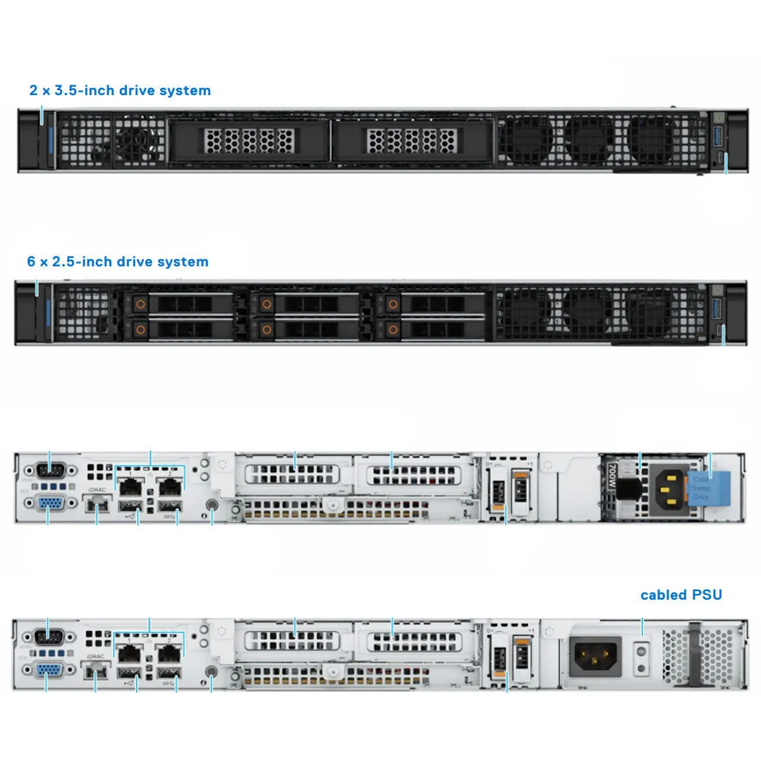 Dell PowerEdge R260 Rack Server (2x 3.5" SAS/SATA)