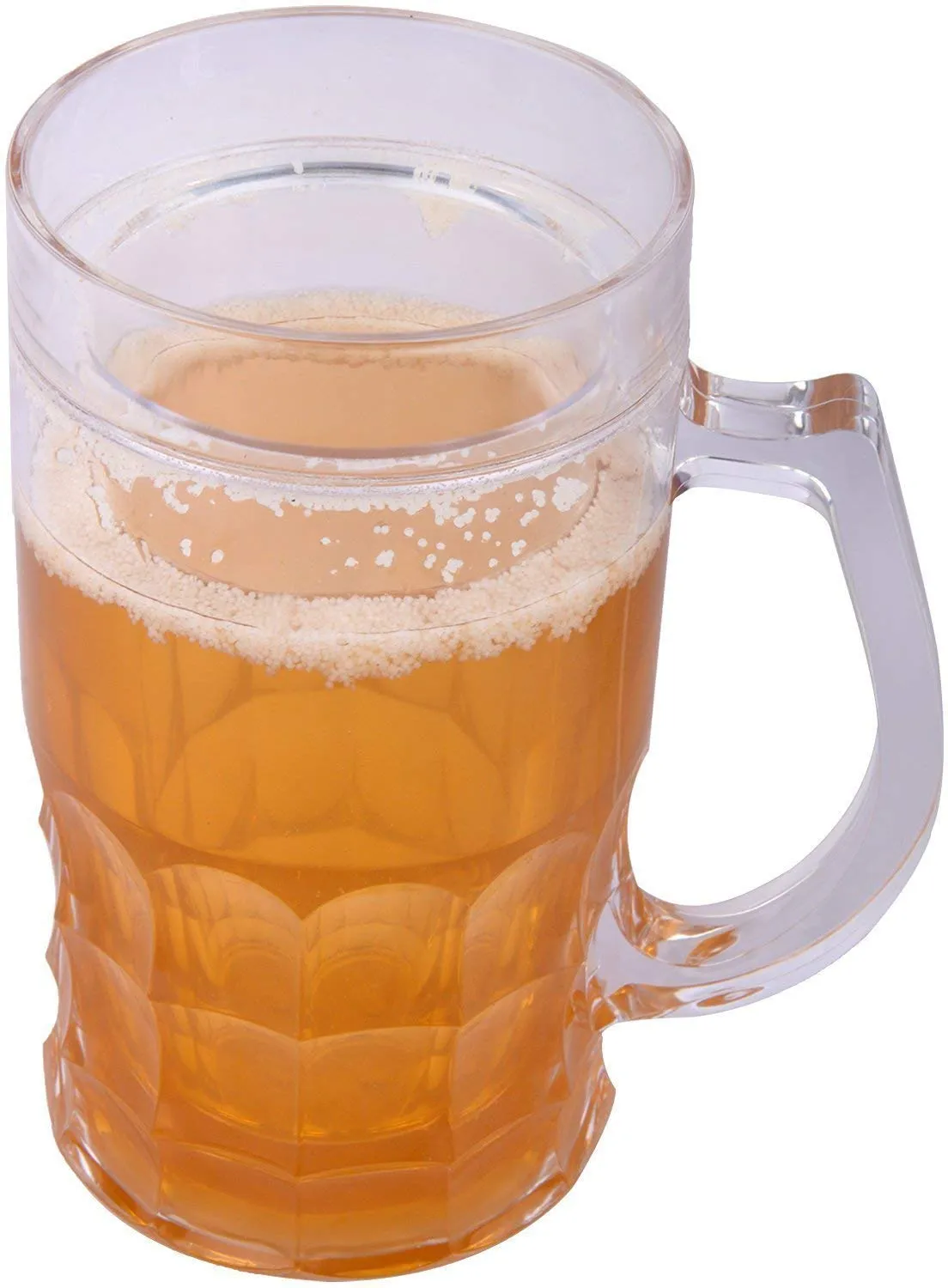 DOVEAZ® Plastic Double Wall Frosty Beer Mug with Jelly Inside, Clear, 330 ml