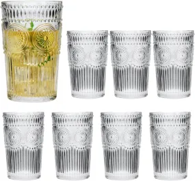 EK CHIC HOME 13 OZ Water Glasses, Vintage  (8pcs)