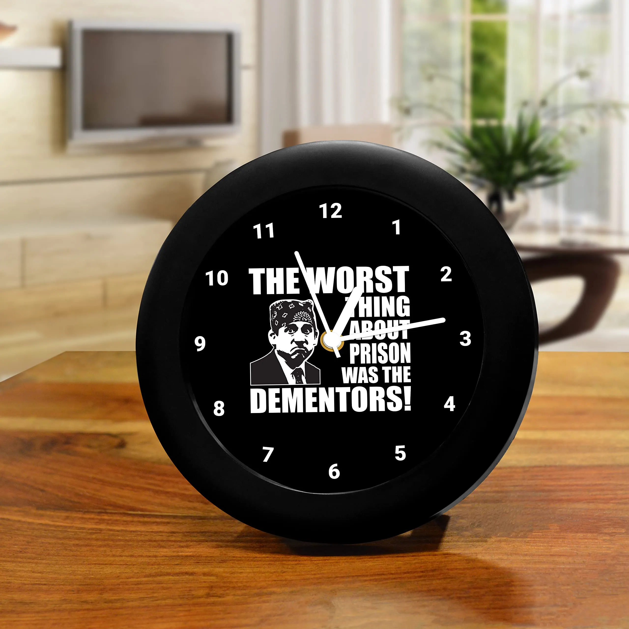 Epic Stuff - The Office - Prison Mike Dementors Design Plastic Round Table Clock (with Numbering) - Best Gifts for The Office Fans/Best Accessory for Home and Office Decor