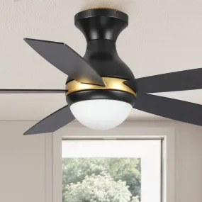 Fannin Flush Mount Smart Ceiling Fan with LED Light and remote 52 inch