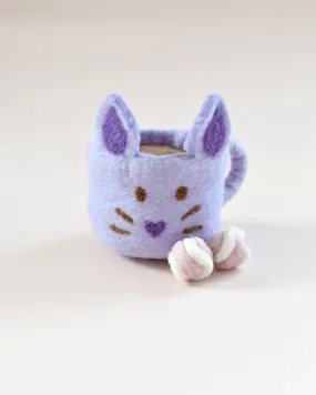 Felt Bunny Hot Chocolate Mug with Marshmallows (Lilac Purple Cup)