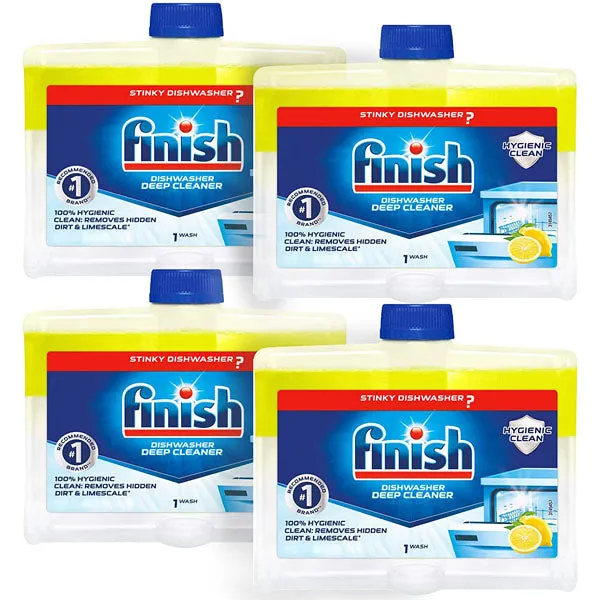 Finish Lemon Sparkle Dishwasher Cleaner (250ml, Pack of 4)