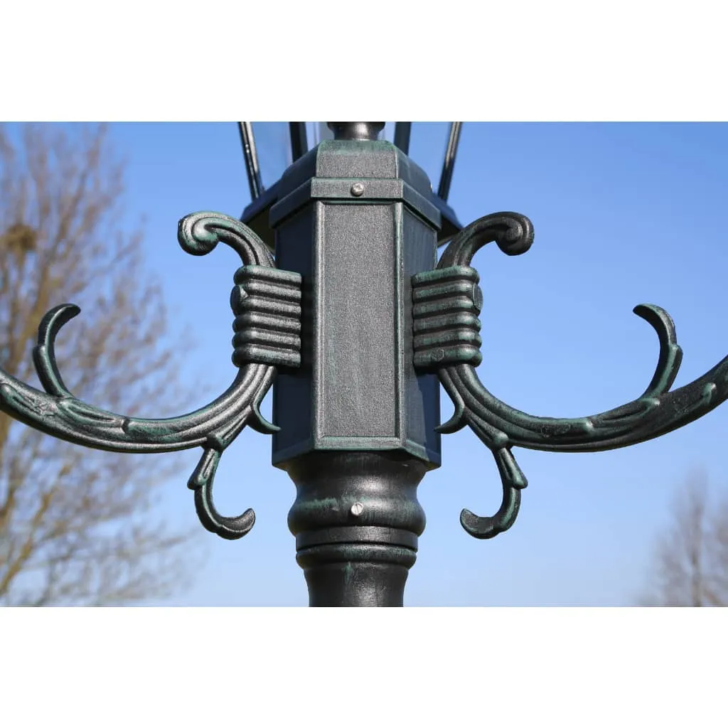 Garden Light Post 3-arms 230 cm Dark Green/Black Aluminium