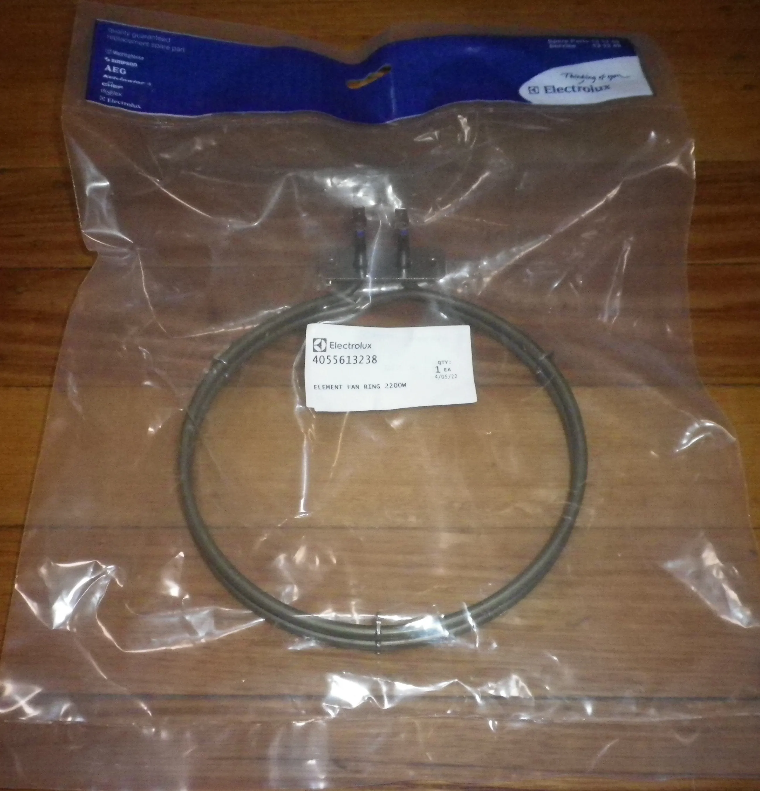 Genuine Westinghouse 2200Watt Fan Forced Oven Element. Part # 4055613238