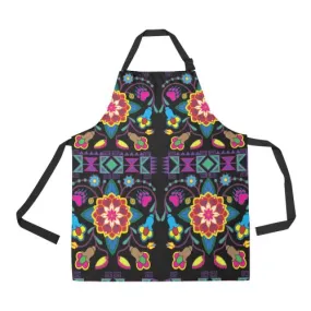 Geometric Floral Winter-Black Apron