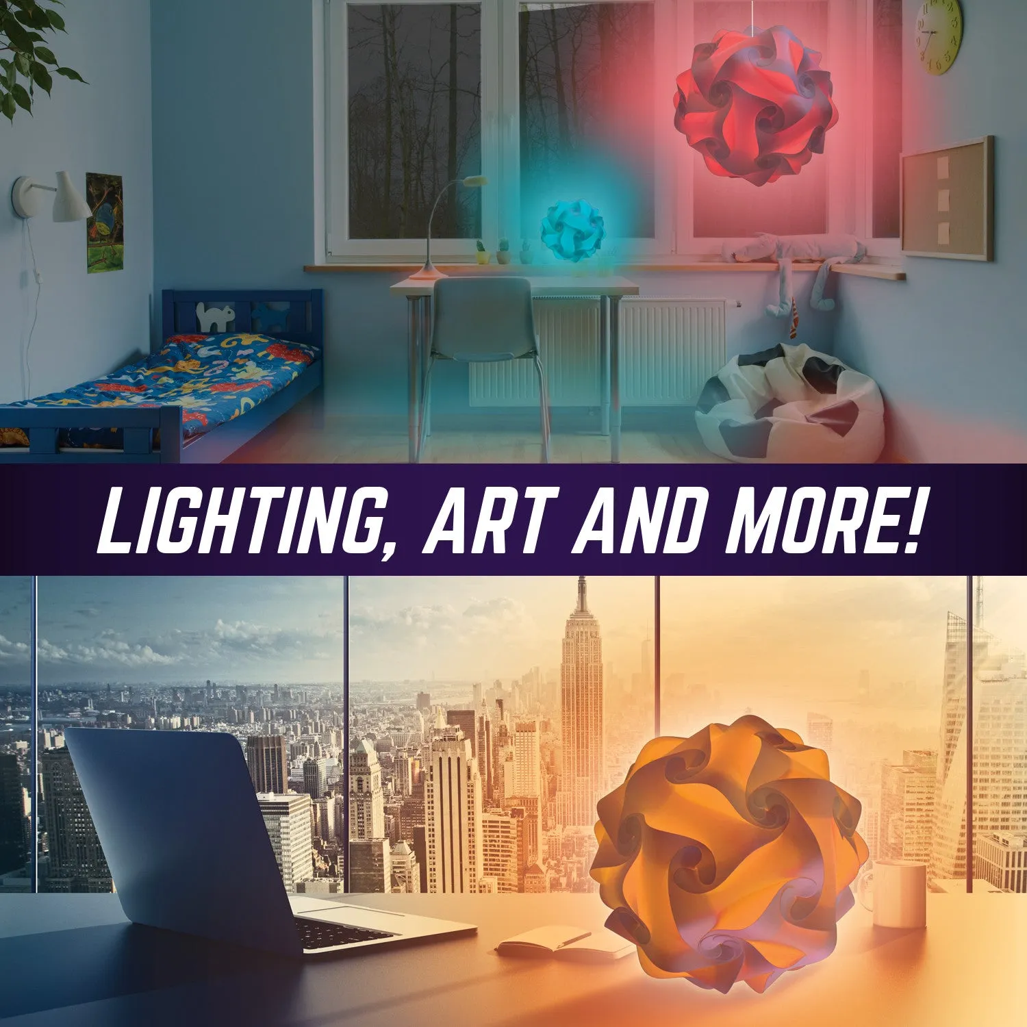 Geosphere™ 12" LED 30pc. Puzzle Lamp Kit & Wireless Remote, Rainbow