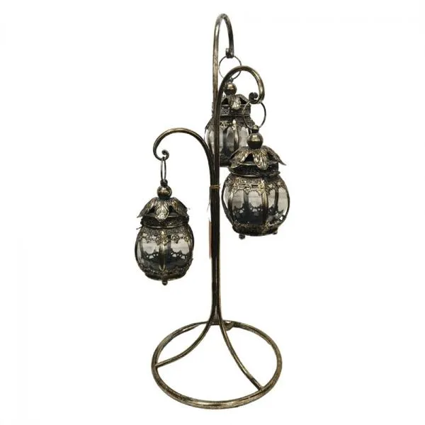 Hanging Lanterns With Stand - 29cm x 29cm x 80cm