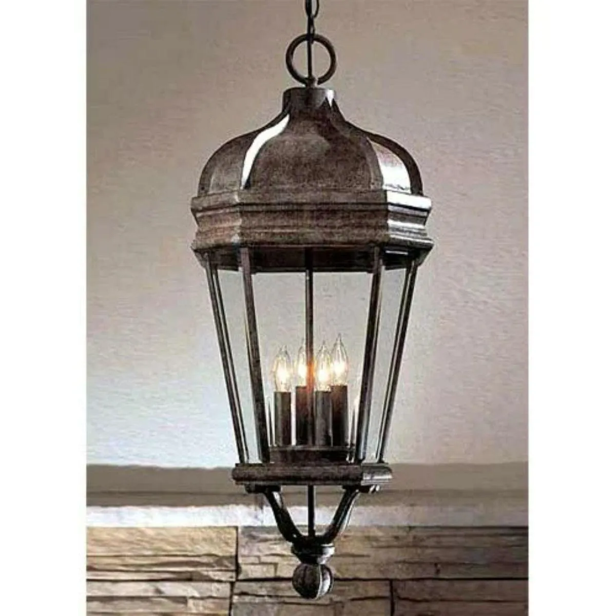 Harrison 4 lights 12 in. Outdoor Hanging Lantern Vintage Rust finish