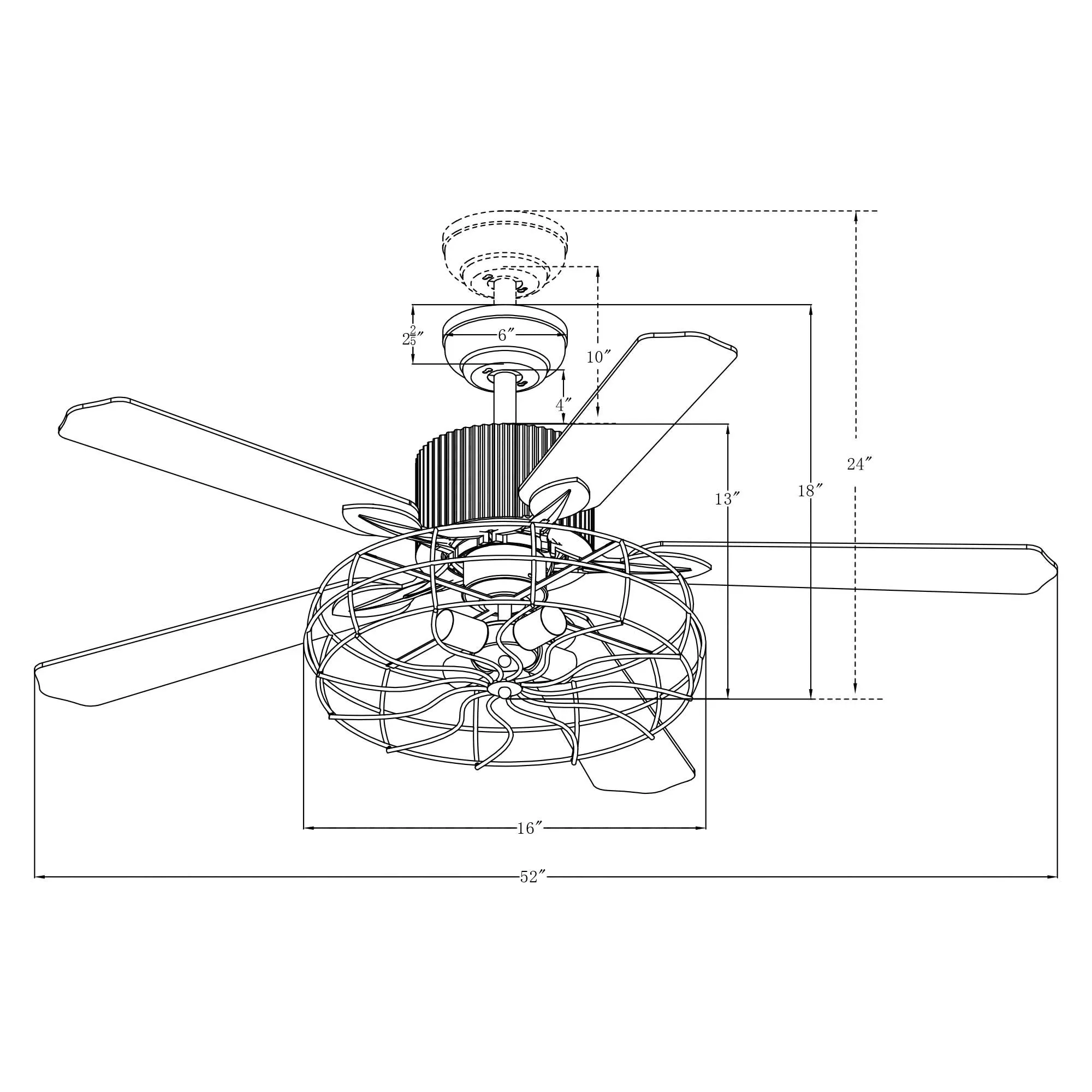 Helston 52" In. Black/Dark Wood & Light Wood 5 Blade Smart Ceiling Fan with LED Light Kit Works with Light & Smart Wall Switch