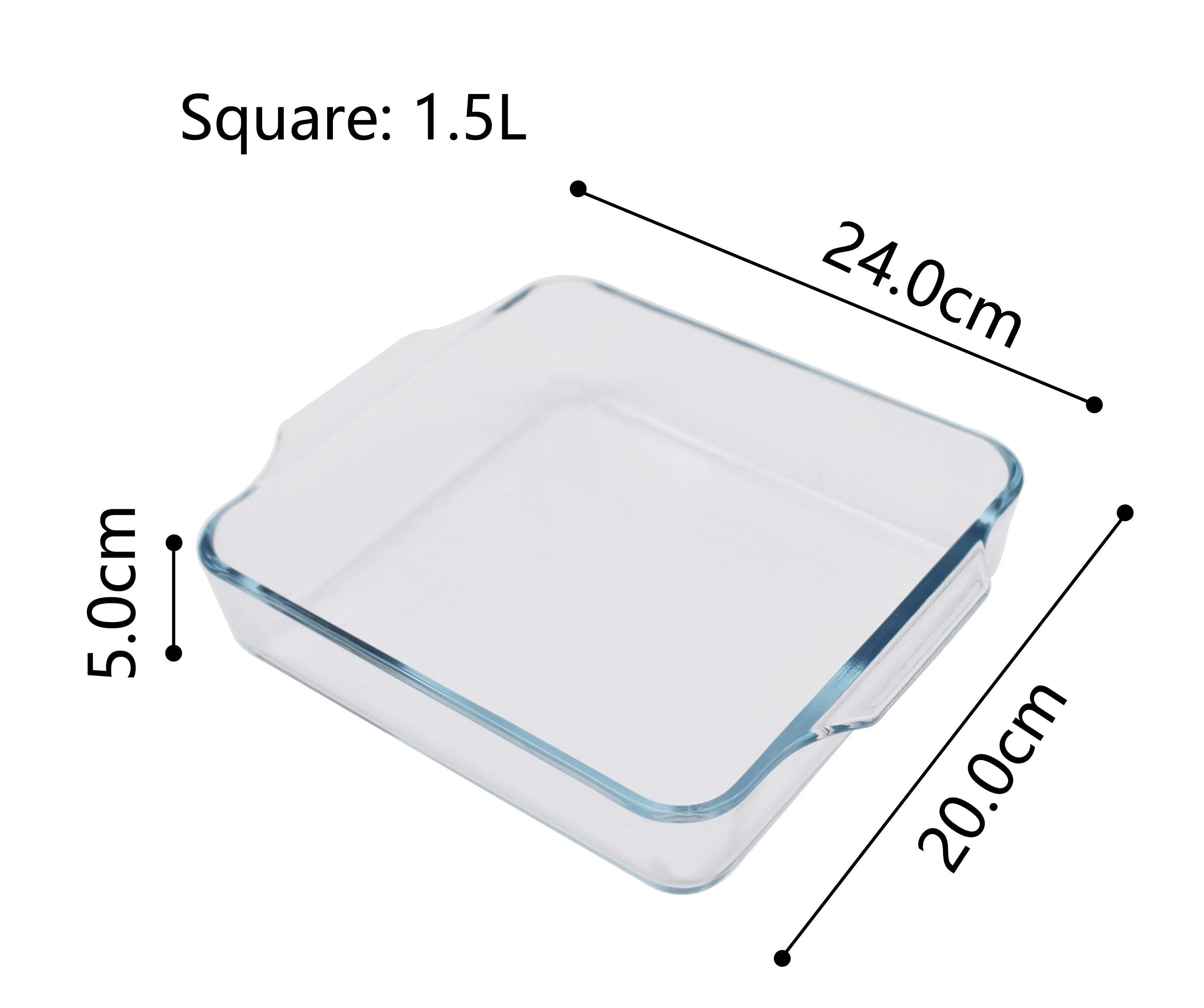 High Borosilicate Square Glass Baking Dish 1.5L