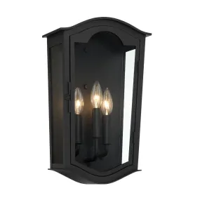 Houghton Hall 17 in. 3 Lights Outdoor Wall Lantern Black Finish