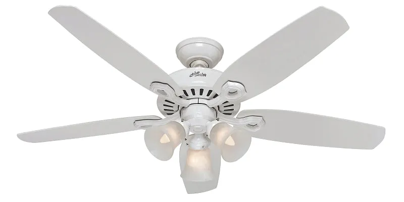 Hunter 53236 Ceiling Fan, 5-Blade, Snow White Blade, 52 in Sweep, 3-Speed, With Lights: Yes :EA: QUANTITY: 1