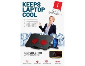 Iball Laptop Cooling Pad  ICEPAD LP20 15.6" 2 FANS WITH LED