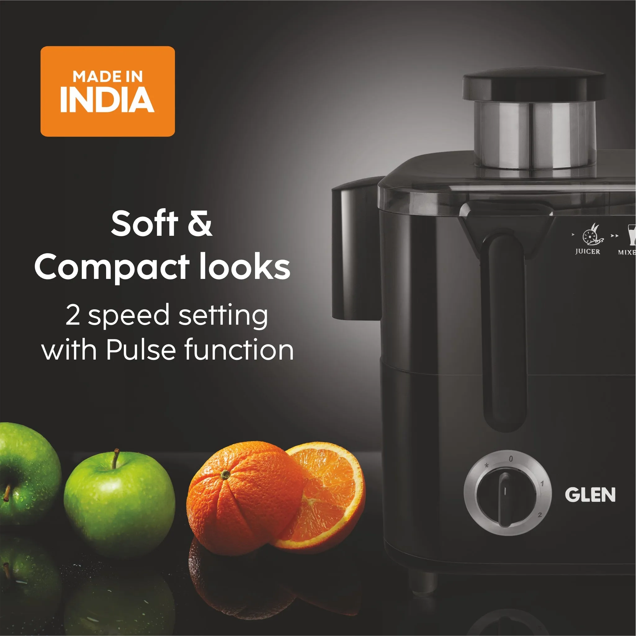 Juicer with Stainless steel filter & 2 Speed Settings with Pulse Function, 600W - Black (4014JU)