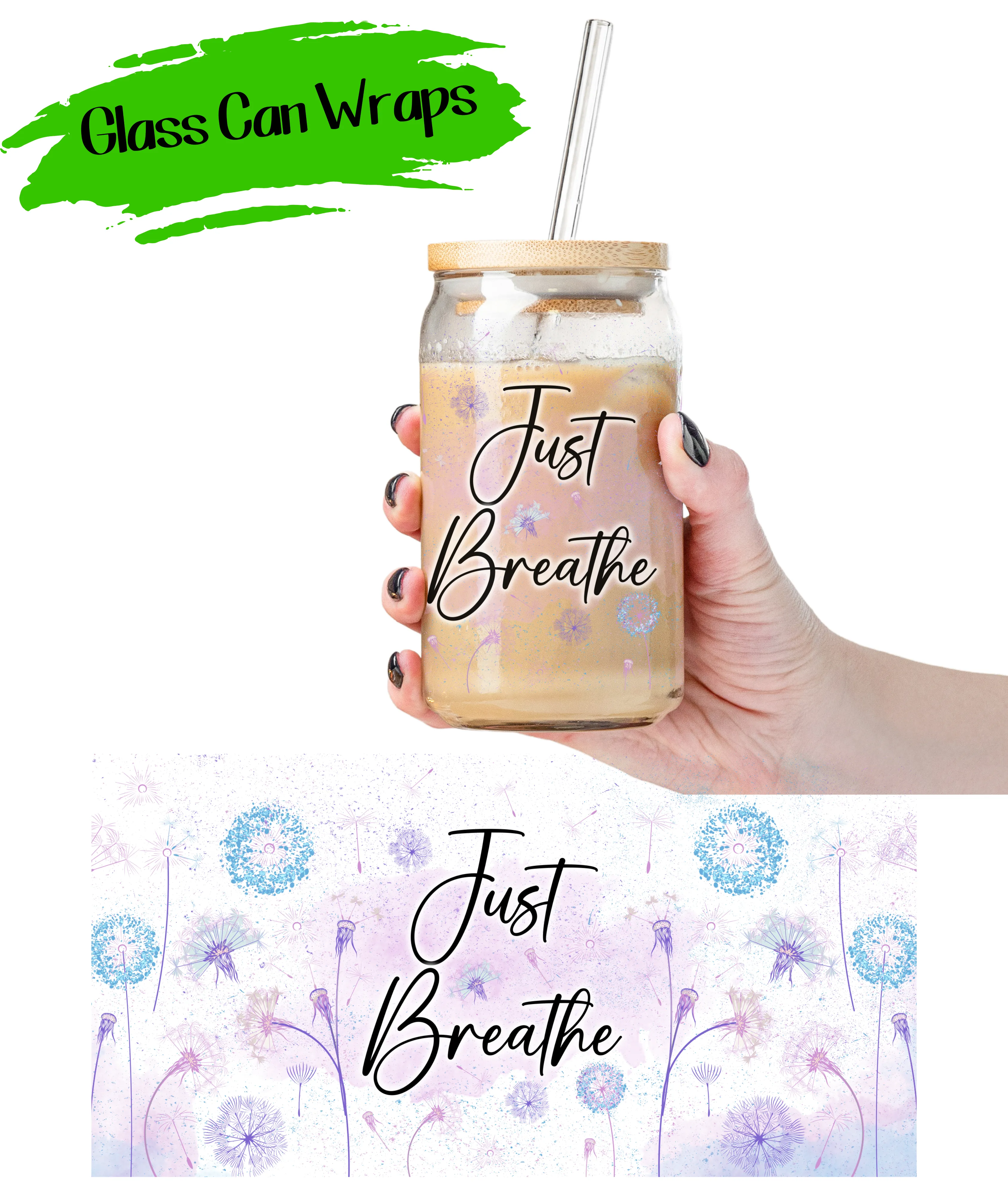 Just Breathe Wrap for 16/20 oz Cups - UV DTF or Sublimation (SHIPS IN 3-7 BUS DAYS)